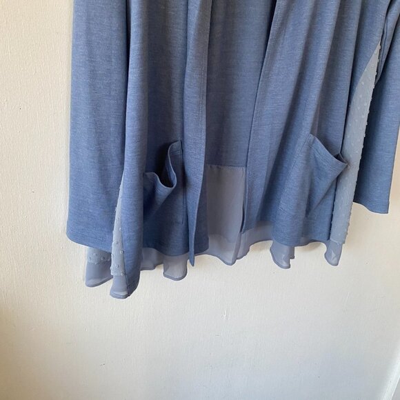Logo Lounge Lori Goldstein Cardigan Womens Small Blue Open Front Mixed Material - Picture 2 of 9